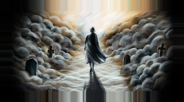 Canva, 2cm, Motiv "Angehörige auf dem Weg ins Ungewisse"