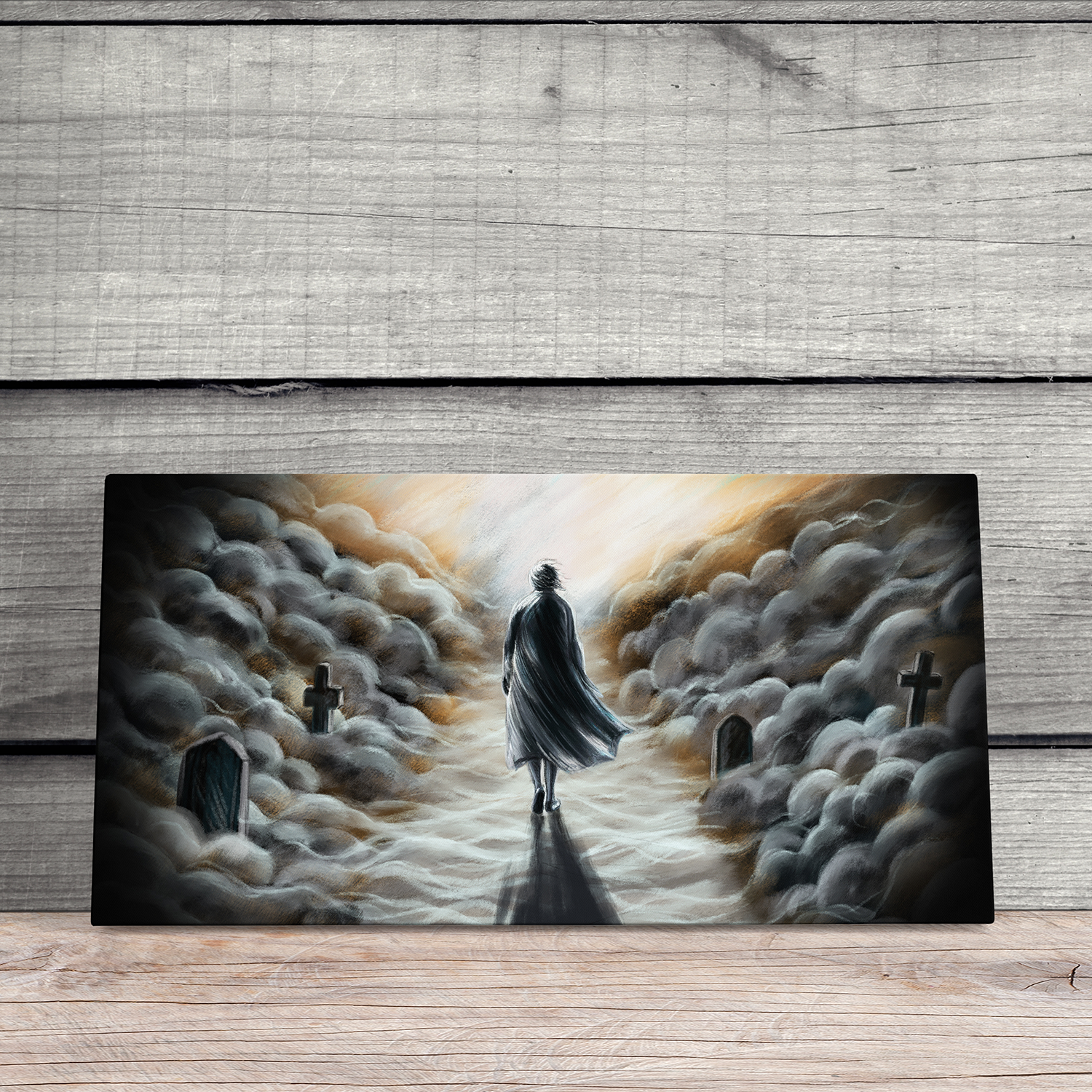 "Angehörige auf dem Weg ins Ungewisse" - Hochwertiger Foto-Kunstdruck auf Leinwand