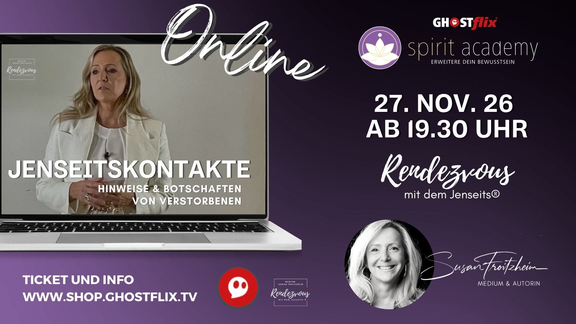 Rendezvous mit dem Jenseits Live 27.11.2026 mit Medium Susan Froitzheim