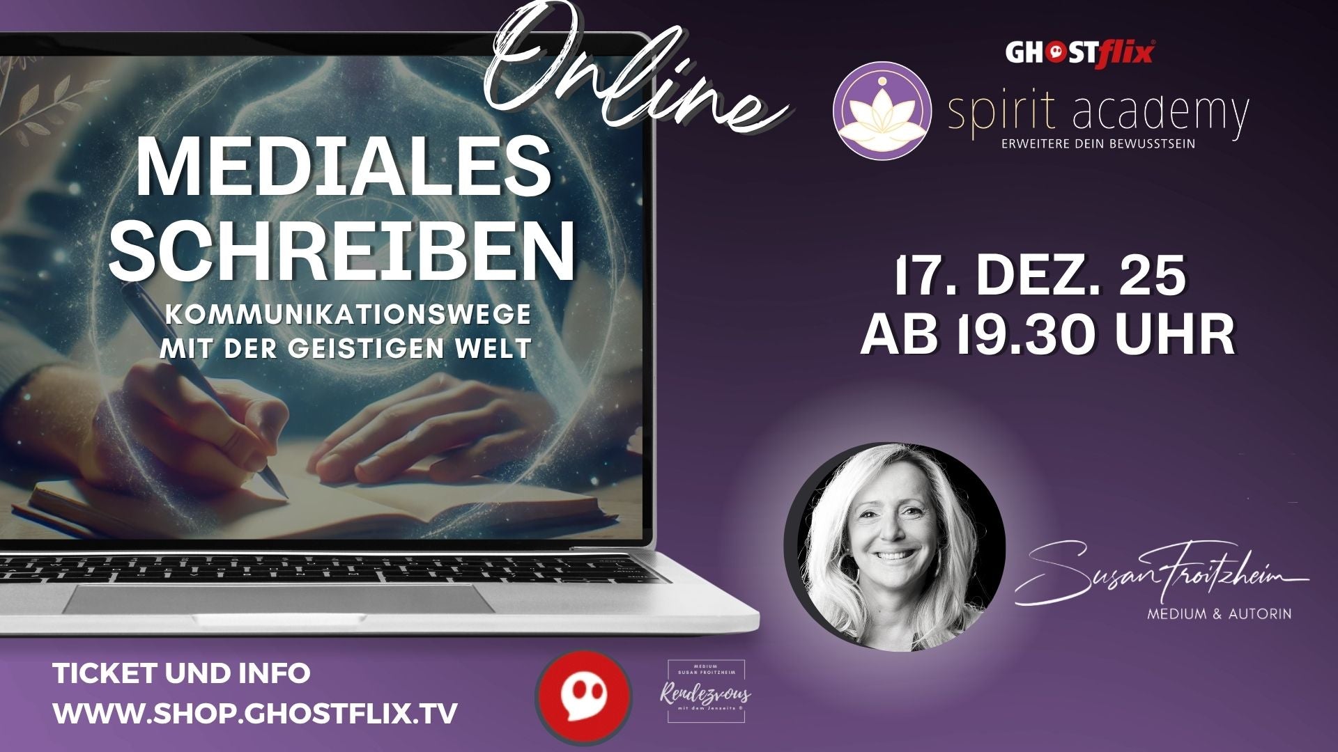 GHOSTflix Spirit Workshop "Mediales Schreiben" 17.12.2025 mit Medium Susan Froitzheim