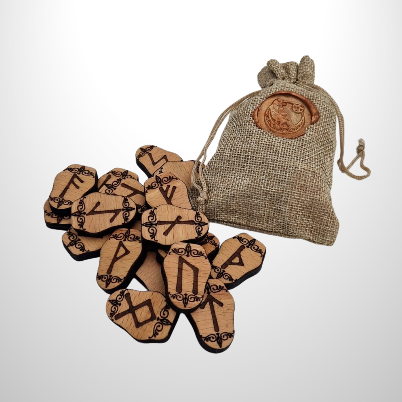 Runenset aus Buchenholz von Hexe Minerva