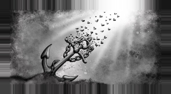 Canva, 2cm, Motiv "Anhaften und loslassen"