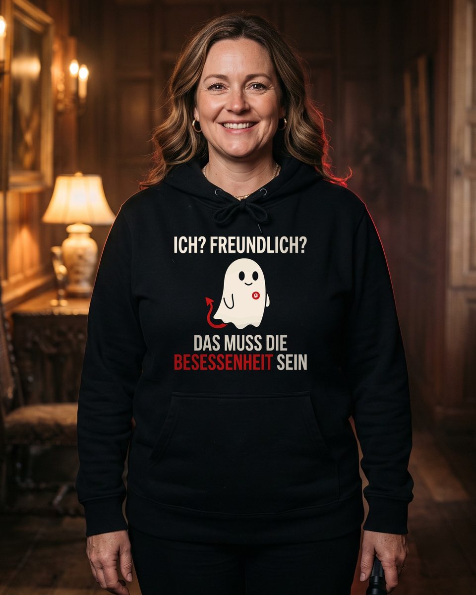Frau im GHOSTflix-Hoodie „Ich? Freundlich? Das muss die Besessenheit sein“