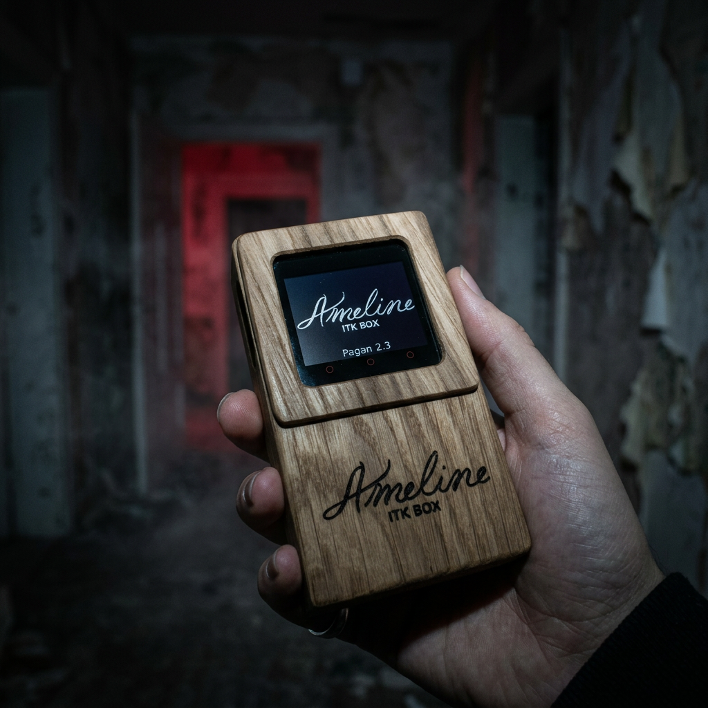 Ameline ITK BOX in der Hand bei einer paranormalen Ermittlung